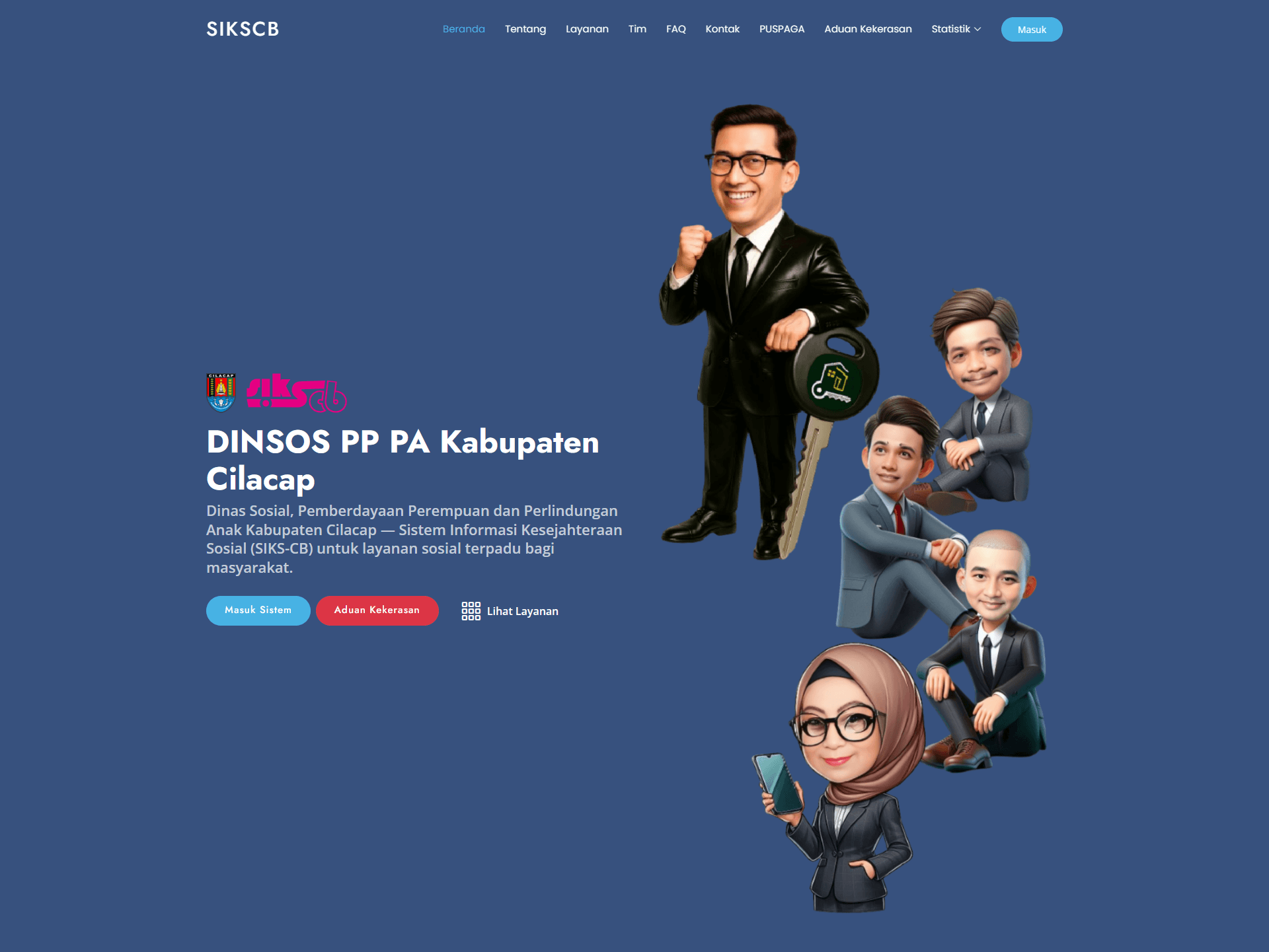 SIKSCB website for social services in Cilacap
